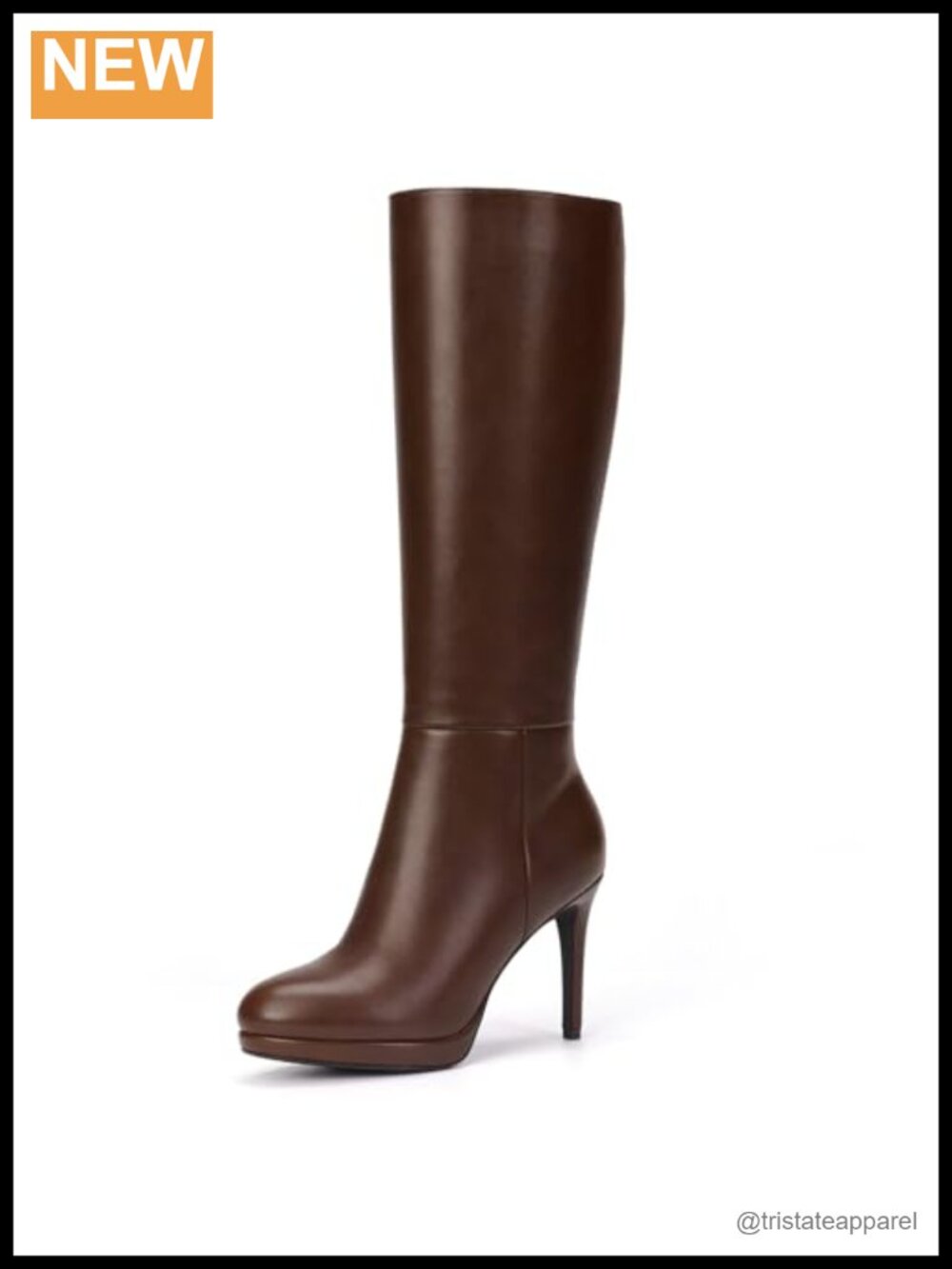 Knee High Boots Womens Stiletto Platform Heel Pointed Toe Side Zipper Faux